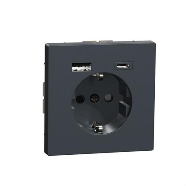 SCHNEIDER ELECTRIC MTN2367-6034 Toma schuko doble USB A+C D-life antracita