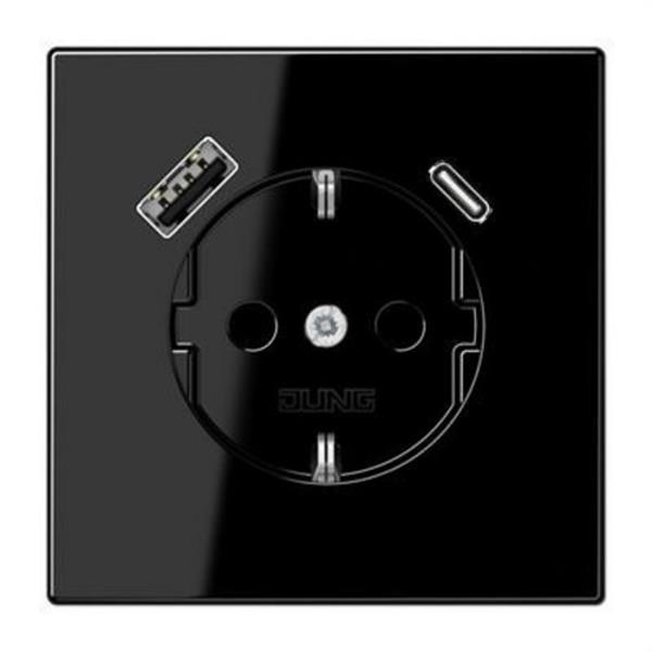 JUNG LS1520-15CASW Enchufe Schuko® con USB tipo AC serie LS negro