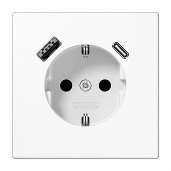 JUNG LS1520-15CAWW Enchufe Schuko® con USB tipo AC serie LS blanco alpino