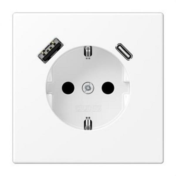 JUNG LS1520-15CAWWM Enchufe Schuko® con USB tipo AC serie LS blanco mate