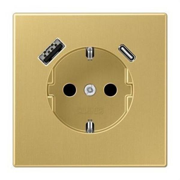 JUNG ME1520-15CAC-L Enchufe Schuko® con cargador USB-AC serie LS latón classic