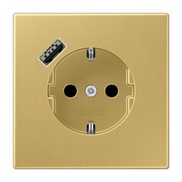 JUNG ME1520-18AC-L Enchufe Schuko® con cargador USB-A serie LS latón classic