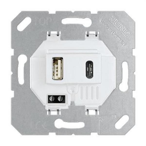 JUNG USB15CAWW Cargador USB con 1 toma USB tipo A y 1 toma USB tipo C blanco alpino