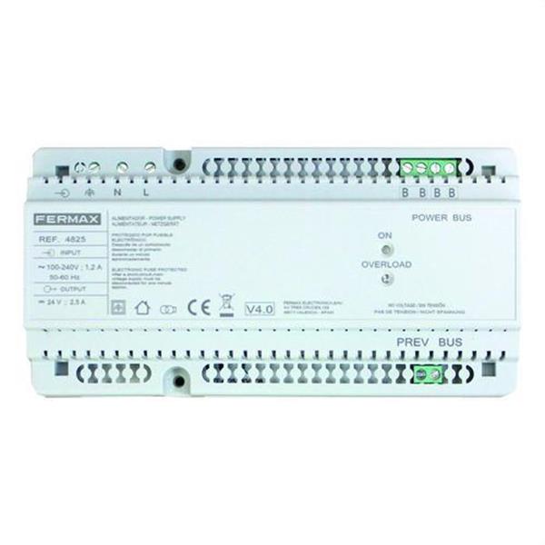 FERMAX 4825 Alimentador + filtro DIN10 24VDC 2,5A para alimentar diferentes equipos DUOX PLUS