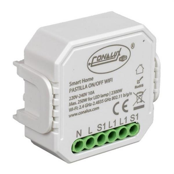 CONALUX P-AC-ON/OFF WIFI+BT 250W-LED Pastilla encendido/apagado 53x48x18mm blanco