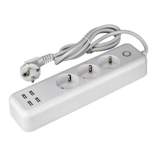 CONALUX REG-3SCHUKO-USB Regleta schuko 3500W 260x67x40mm blanco controlada mediante Wifi