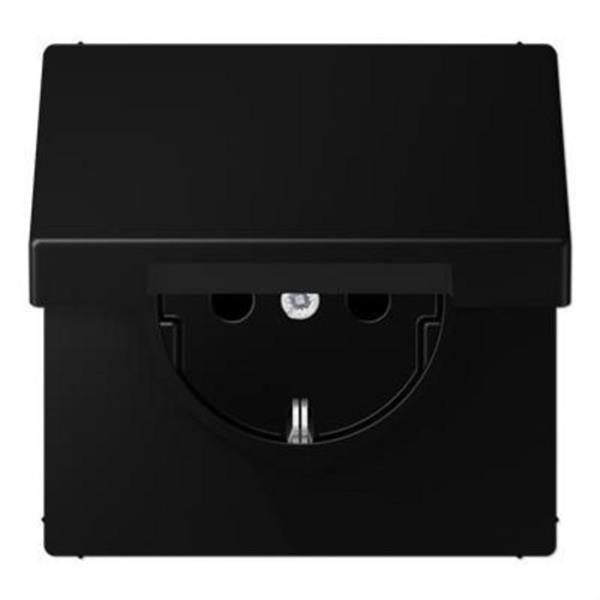 JUNG LS1521KIKLSWM Base enchufe Schuko® con tapa abatible negro mate