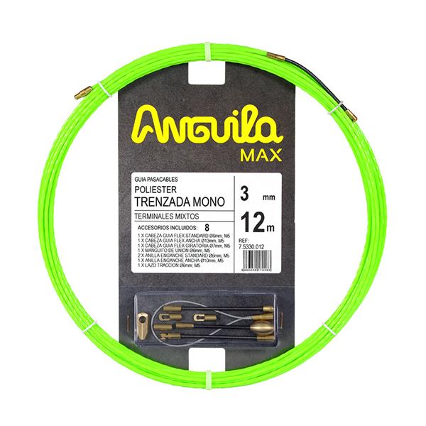 ANGUILA 75330012 Trenzado mono terminables intercambiables 12m ANGUILA MAX diámetro 3mm verde fluor