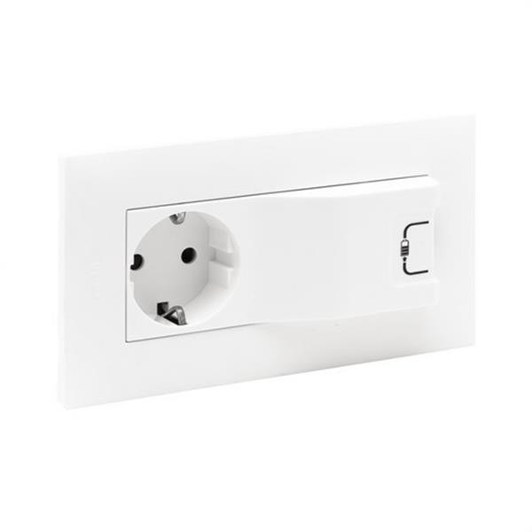 LEGRAND 864123 Base de corriente 2P+T con cargador USB A Niloé Step, semi-empotrada, 250V, blanco mate