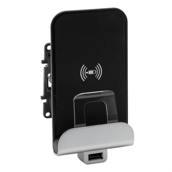 LEGRAND 864126 Base cargador por inducción con cargador USB Niloé Step 250V, blanco mate