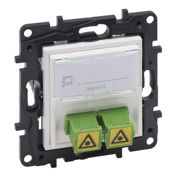 LEGRAND 864144 Frontal Niloé Step para bases telefónicas e informáticas fibra óptica, blanco mate