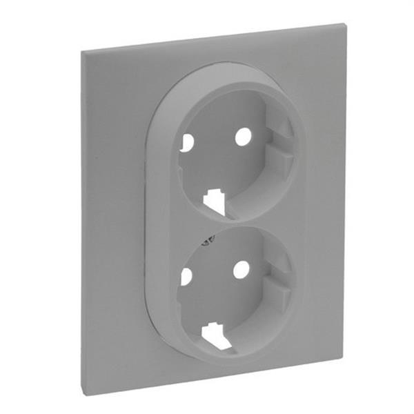 LEGRAND 864322 Frontal Niloé Step para base de corriente 2P+T, doble, aluminio