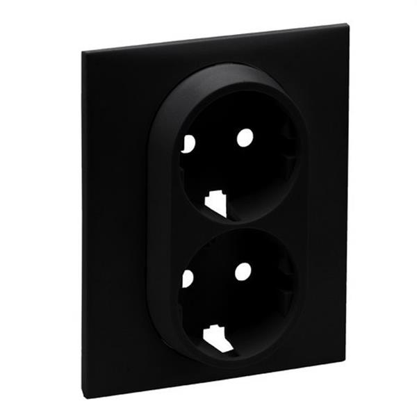 LEGRAND 864522 Frontal Niloé Step para base de corriente 2P+T, doble, negro mate