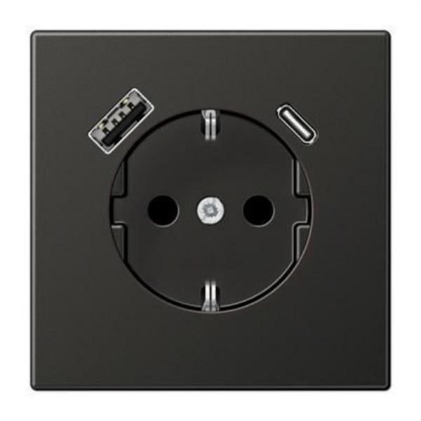 JUNG AL1520-15CAAN-L Enchufe SCHUKO® con USB-AC LS antracita