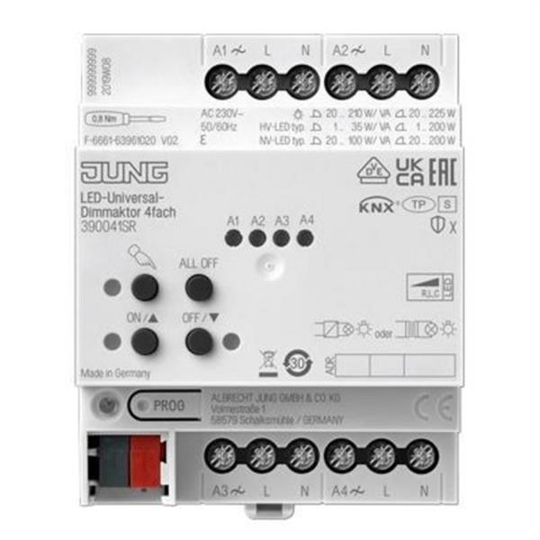 JUNG 390041SR Actuador dimmer KNX LED universal 4 fases