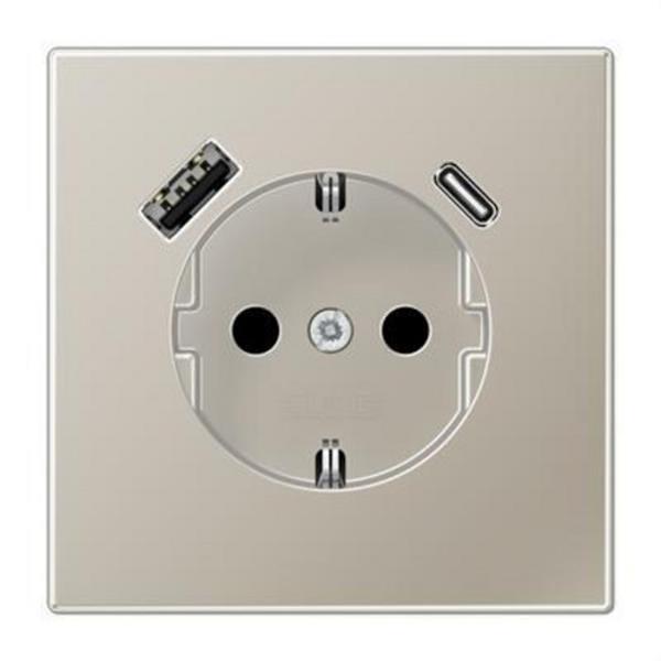 JUNG ES1520-15CA-L Enchufe SCHUKO® con USB-AC LS acero