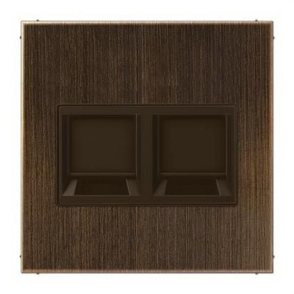 JUNG ME1969-2WEAT Placa modular Jack-Radiall 2 tomas ME1969-2WEAT LS latón antik