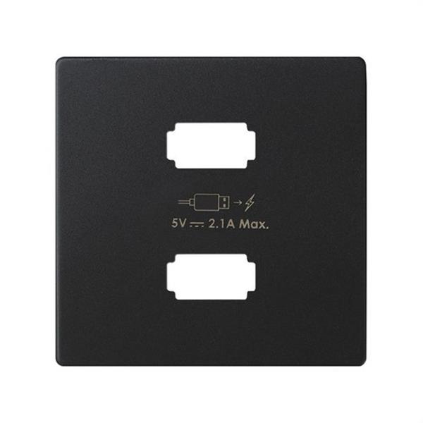 SIMON 8221096-098 Placa cargador SIMON 82 CONCEPT 2xUSB 5V 2,1A negro mate