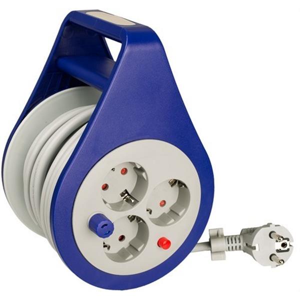SOLERA 732081 Enrollacable con 3 bases 2P+T 16A 250V 8m de cable H05VV-F 3G1,5mm² extendido 3000W