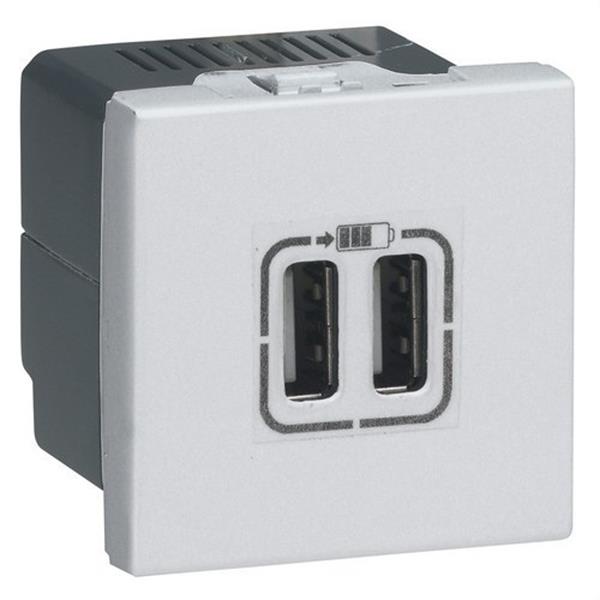 LEGRAND 278594L Base cargador USB A+A Mosaic 2 módulos 3A 230V, blanco