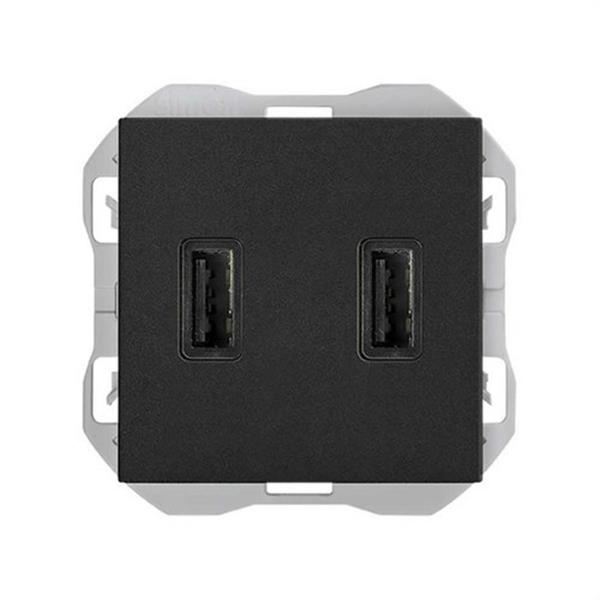 SIMON 20000096-098 Cargador SIMON 270 USB doble 2,1A tipo A+A negro mate