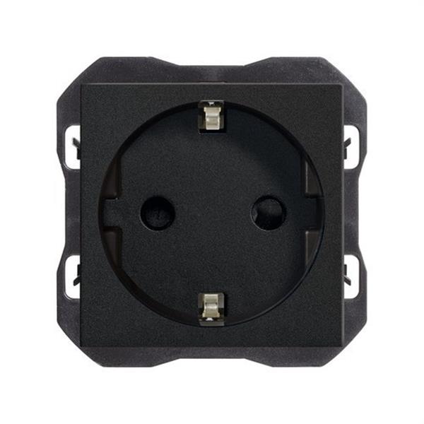 SIMON 20000432-098 Base de enchufe SIMON 270 schuko con embornamiento por tornillo negro mate
