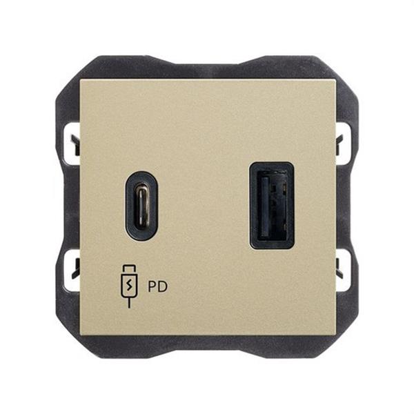 SIMON 20000296-094 Cargador SIMON 270 USB doble 3,1A tipo A+C QUICKCHARGE cava