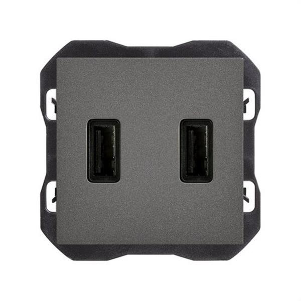 SIMON 20000196-096 Cargador SIMON 270 USB doble 3,1A tipo A+A SMATCHARGE titanio