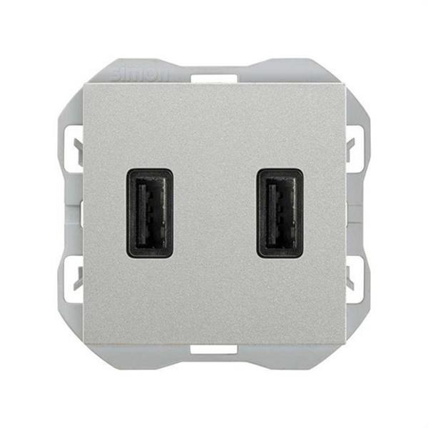 SIMON 20000096-093 Cargador SIMON 270 USB doble 2,1A tipo A+A aluminio