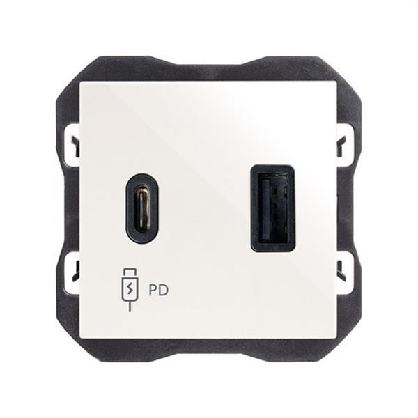 SIMON 20000296-090 Cargador SIMON 270 USB doble 3,1A tipo A+C QUICKCHARGE blanco