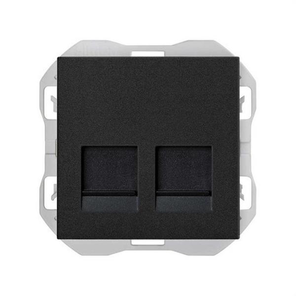SIMON 20000088-098 Tapa SIMON 270 RJ45 doble sin conector negro mate
