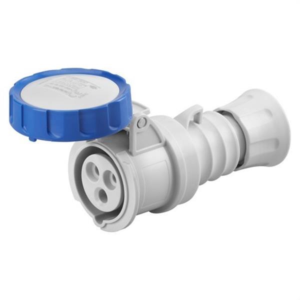 GEWISS GW62037H Base móvil recta HP conexionado de tornillo 2P+T 32A 200-250V 50-60Hz 6h azul IP66/67/68/69