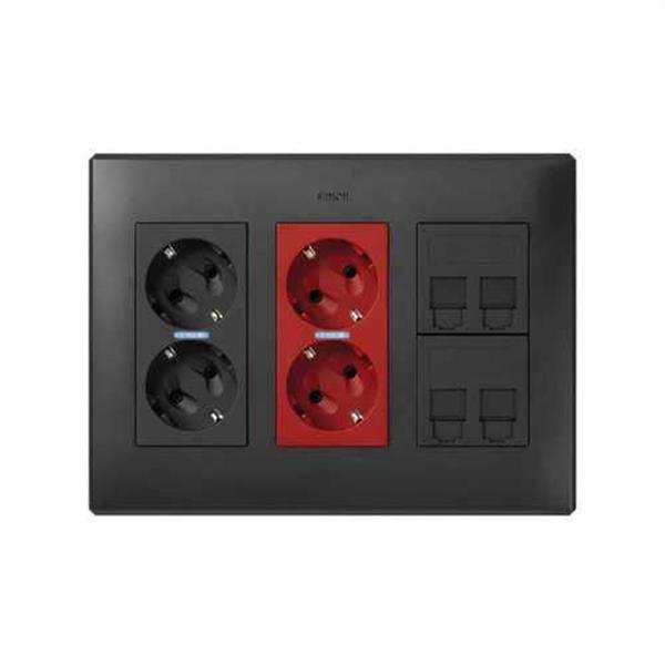 SIMON 51000305-038 Kit puesto de trabajo SIMON 500 CIMA SAI+RJ doble con 3 módulos gris