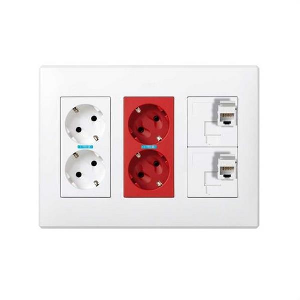 SIMON 51000308-030 Kit puesto de trabajo SIMON 500 CIMA con 3 módulos SAI+2 RJ 6UTP blanco