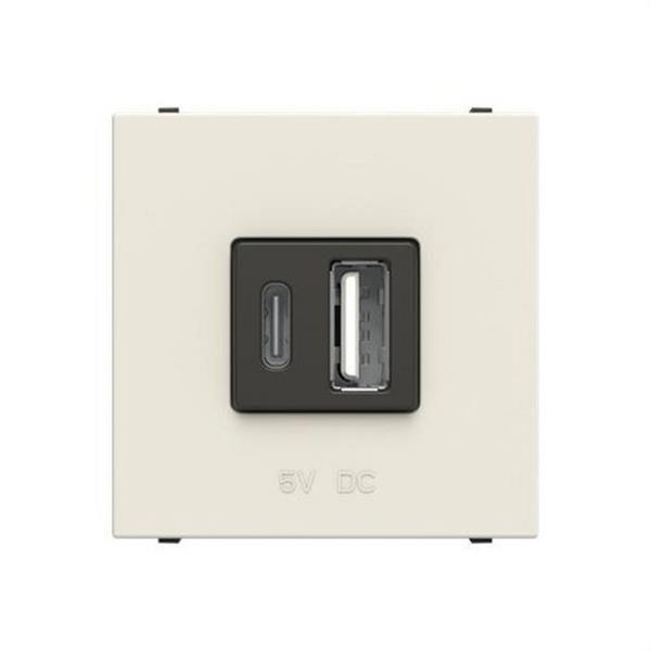 NIESSEN N2285.1 BL Cargador USB tipo A+C 18W 230V con 2 módulos blanco
