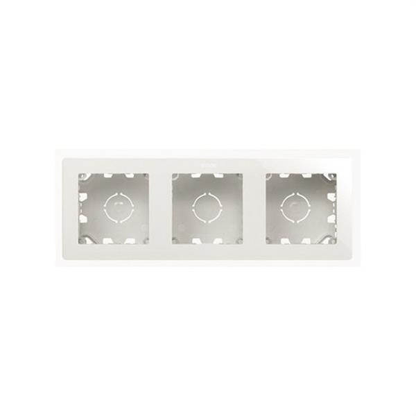 SIMON 20000831-090 Caja de superficie compacta SIMON 270-EMPOTRAR con 3 elementos blanco mate