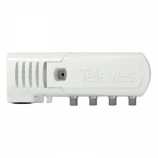 TELEVES 553001 Amplificador de Vivienda 1e/(2s+TV) "F" 5..65/47..862/950..2150MHz G (-9)/19/21dB Vs 111/11