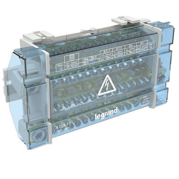 LEGRAND 400411 Repartidor modular de barras escalonadas 4 Polos, 160 A, 14 salidas, 10 módulos