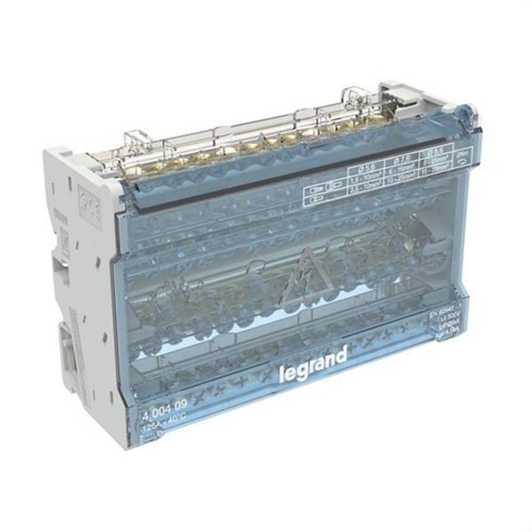 LEGRAND 400409 Repartidor modular de barras escalonadas 4 Polos, 125 A, 14 salidas, 8 módulos
