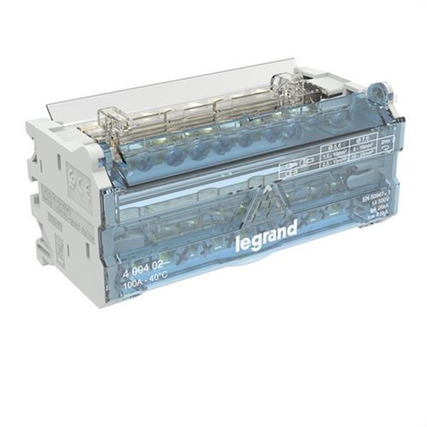 LEGRAND 400402 Repartidor modular de barras escalonadas 2 polos, 100A, 10 salidas, 6 módulos