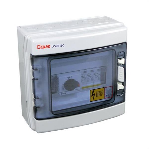 GAVE STM11025P15 Caja modular conexión PV 1 string fusible 15A + seccionador 25A + protección sobretensión I