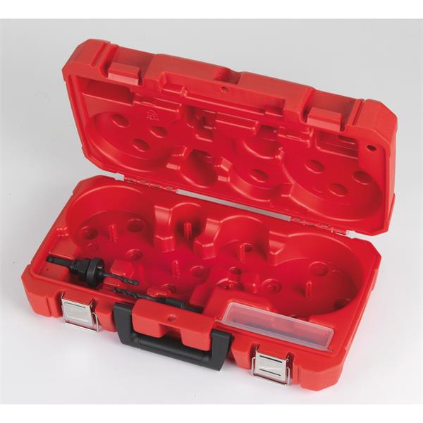 MILWAUKEE 4932430327 Maletín vacío de coronas 1x Adaptador 14-30mm 1x Adaptador 32-210mm 2x Broca piloto Llave a