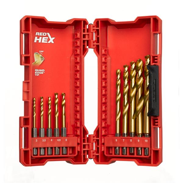 MILWAUKEE 48894759 Estuche 10 de brocas HSS-G Tin Ø 3 / 3.5 / 4 / 4.5 / 5 / 6 / 7 / 8 / 9 / 10 mm.