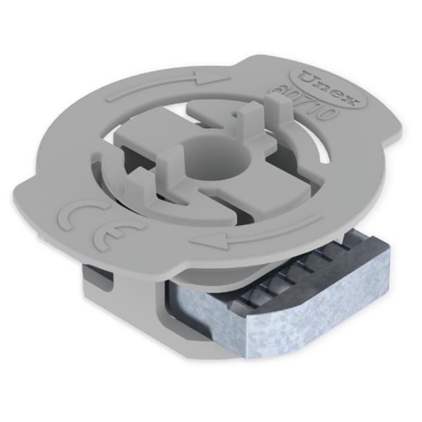 UNEX 60710-C6 Tuerca raíl 60 con muelle gris RAL7038 M8 acero galvanizado clase 6