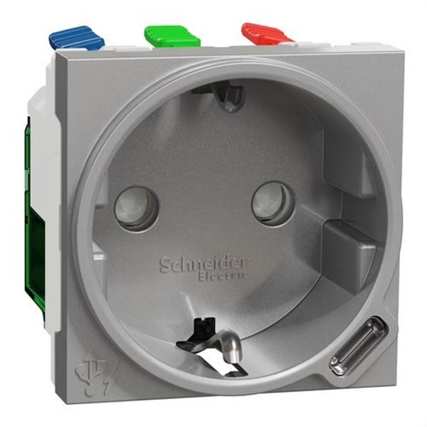 SCHNEIDER ELECTRIC NU301730 Toma de corriente alemana + USB C 10,5W aluminio