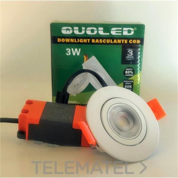 QUOLED 0013-3W-112 DOWNLIGHT LED 3W BASCULAR RED.BL. LUZ NEUTRA 4200K