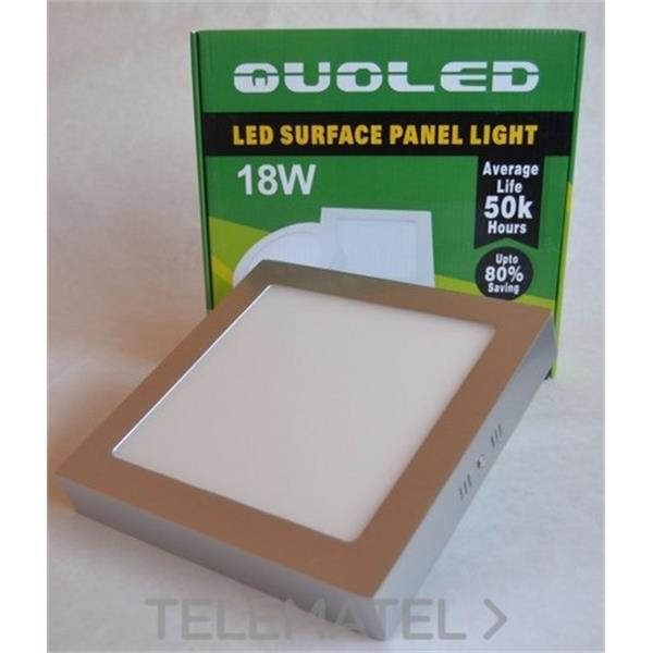 QUOLED 0012-18W-221 DOWNLIGHT LED 18W SUPERF.CUAD. CROMO MATE LUZ FRIA 5500 K