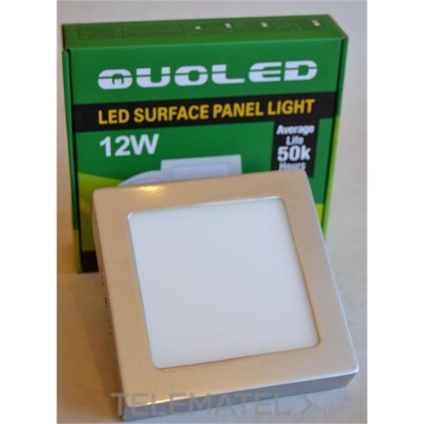 QUOLED 0012-12W-223 DOWNLIGHT LED 12W SUPERF.CUAD. CROMO MATE LUZ CALIDA 3500 K