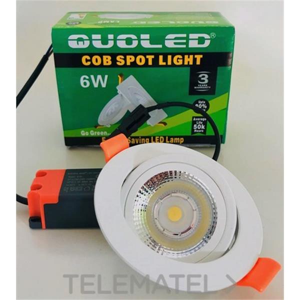 QUOLED 0013-6W-113 DOWNLIGHTS LED 6W BASCULAR RED.BL. LUZ CALIDA 3000K