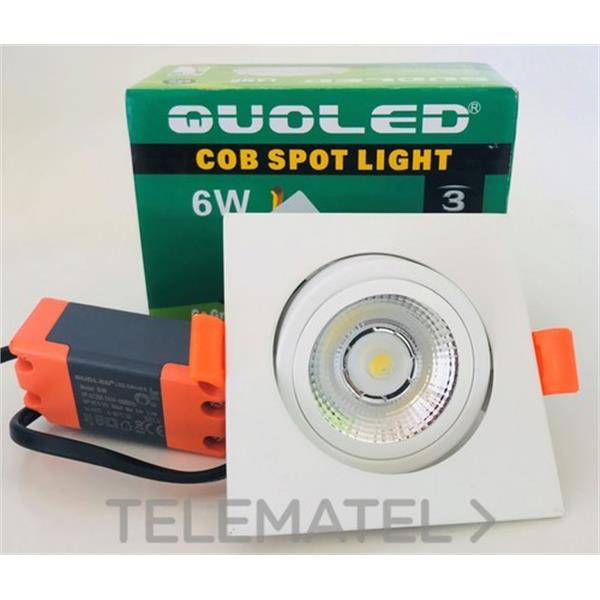 QUOLED 0013-6W-211 DOWNLIGHT LED 6W BASCULAR CUAD.BL. LUZ FRIA 6000K